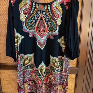 Cha Cha Vente Black and Red Paisley Tunic